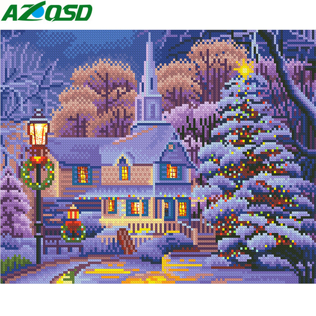 Christmas Scenery Diamond Painting, Christmas Diamond Painting Led